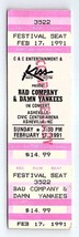 Mauvais Company Damn Yankees Concert Ticket Stub Février 17 1991 Asheville Nc - $39.59