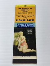 Vintage Matchbook Cover Front Strike Jack’s Drive In St. Joseph Missouri Pin-up - £9.78 GBP