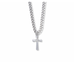 Sterling Silver Flared And Engraved Cross Necklace &amp; Chain - £48.36 GBP