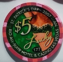  $5 Ltd Edition 500 RIO Hotel &amp; Casino Vegas Casino Chip St. Patrick&#39;s D... - £7.95 GBP