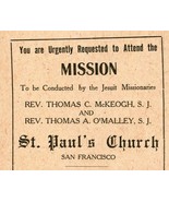 Vtg 1907 San Francisco California CA St Paul&#39;s Church Advertising Handbill - $432.50 MXN