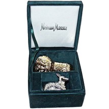 Neiman Marcus Godinger Treasures Silver Lamb &amp; Gold Lion Salt Pepper Shaker Set - £50.89 GBP