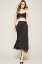 Women&#39;s Black Solid Woven Midi Skirt (S) - £26.03 GBP