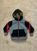 Hanna Andersson Colorblock Sherpa Lined Hoodie, Black/Gray/Red - Size 3 ... - $20.79