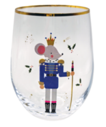 Mouse King 25333 Nutcracker Ballet Stemless Wine Glass Clear Gold Rimmed - $345.05 MXN