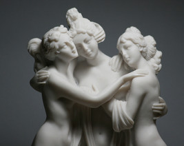 3 Graces Goddesses Canova Nude Female Cast Marble Statue Sculpture Museum 9.84in - £40.61 GBP