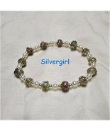Luster Green 6mm Wedding Cake Lampwork Bracelet - $25.97 CAD
