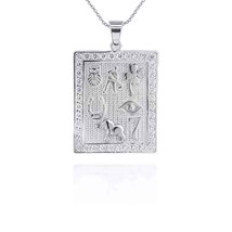 925 Sterling Silver Hammered CZ Lucky Pendant Necklace - £51.07 GBP+