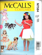 McCalls Costumes M7584 Girls 3 to 8 and Dog S to XXL Sewing Pattern New - $13.96