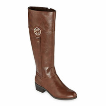 Liz Claiborne Women&#39;s Tilia Riding Boots Stacked Heel Size 9.5 WIDE Cognac - $101.58