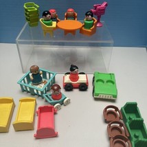 Fisher Price Little People Table Chairs Beds Crib Highchair Stroller 30 Pcs 70s - $38.35