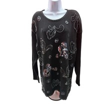 Diana Marco women 18/20 Sequined beaded black sweater ugly sweater - $262.06 MXN