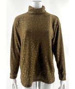 LOGO Lounge Lori Goldstein Foil Turtleneck Sweater Cathay Spice Gold Siz... - $34.65