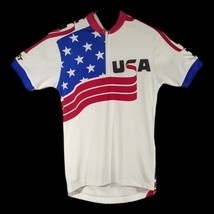 USA Flag Cycling Jersey Shirt 1/4 Zip Patriotic Mens Size Small Vintage - $848.21 MXN