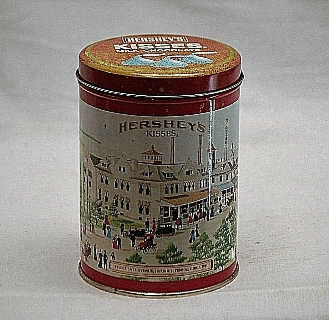 Primary image for Vintage 1915 Advertising Ad Hershey's Kisses Litho Tin Can 1990 Metal Container