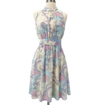ModCloth Womens S Windy City Pastel Swirl Print Dress Pastel Cream Purple Spring - £23.26 GBP