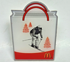 Mcdonalds Skiing Olympics Winter Games  Bag Red White Lapel Pin Collectible - $8.43 CAD