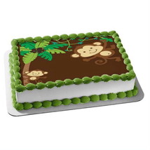 MOD Monkey Love First Baby Shower Birthday Cake Topper Edible Frosting I... - $14.47