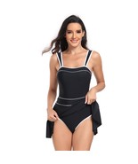 Retro Swim Wear for Women Monokini with Skirt Spaghetti Strap Swimwear V... - $46.48 CAD