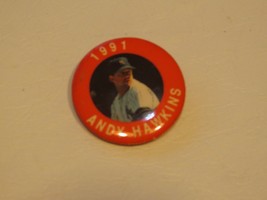 RARE 1991 Baseball Pin Andy Hawkins New York Yankees button 1 1/2 in MLB... - £4.02 GBP