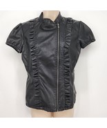 Wet Seal Short Sleeve Faux Leather Jacket Juniors Medium Zipper Black Ru... - £17.32 GBP