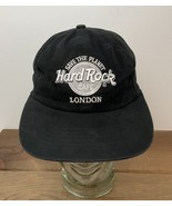 Hard Rock Cafe London Hat Embroidered Gray On Black Snapback Cap - $27.01 CAD