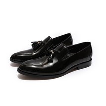 FELIX CHU Patent Leather Men Tassel Loafer Shoes Black Brown Slip on Mens Dress  - £93.44 GBP