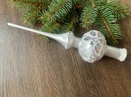 White Christmas glass tree topper 27cm ( 10.8 inch), vintage tree topper  - $28.13