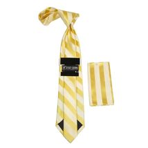 Men's Stacy Adams Tie and Hankie Set Fancy Woven Silky Satin #SAT83 Yellow image 2