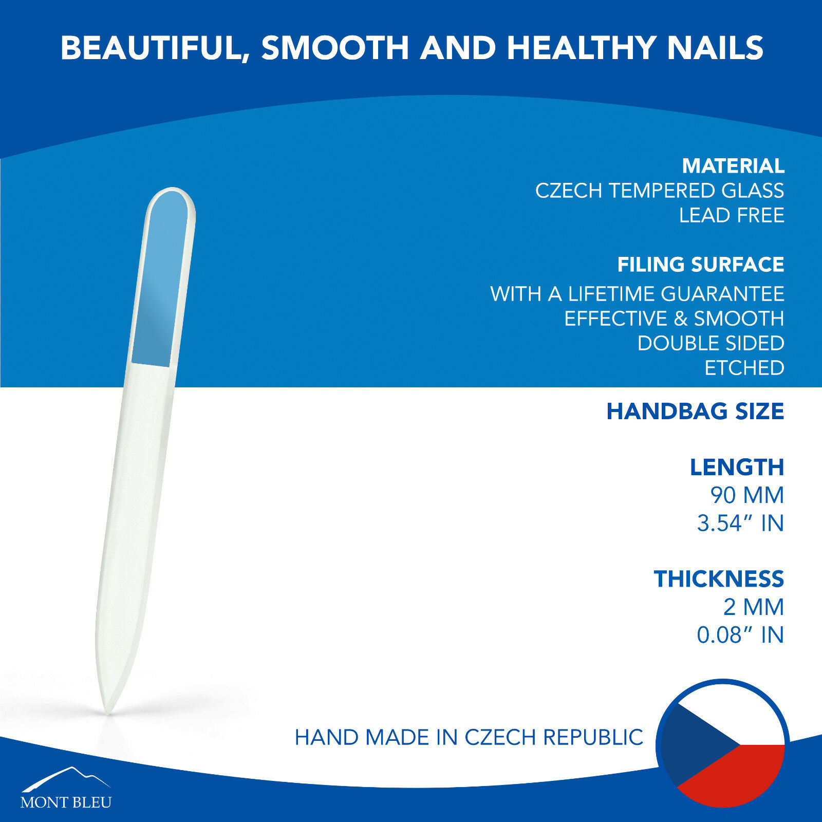 Mont Bleu Czech Glass Nail File - Handmade Fingernail File for Natural Nails Item image 2