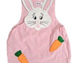 Vtg Girls Romper Gingham 4T Bunny Pink White Rabbit Carrots Avon Easter  - $12.86