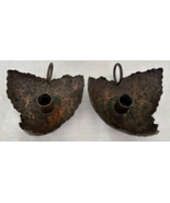 Pair Antique Hand Wrought Copper Candlestick Holders Chamber Sticks - $741.26 MXN