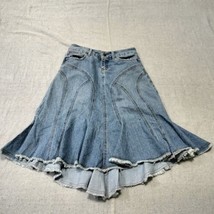 Vintage Y2K Younique Hi-Low Flared Denim Midi Skirt Juniors 3 Blue Jean - £19.75 GBP