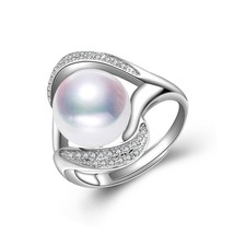 Pearl Jewelry 925 Sterling Silver Rings For Women Love Luxury Cubic Zirconia Eng - £17.83 GBP