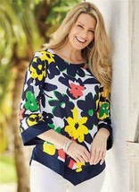 Women&#39;s Cocktail day night work party stretchy knit Floral top tunic plus 4X US - £31.64 GBP