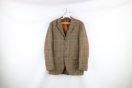 Vtg 60s Streetwear Mens 40L Wool Herringbone Plaid 3 Button Suit Coat Ja... - £62.24 GBP