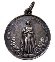 1800&#39;s Cattolica Medaglia Di Marie / Sacro Cuore IN Argento, 33 MM, 13.3... - $118.80