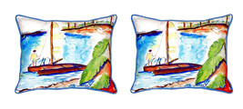 Pair of Betsy Drake Catamaran Large Indoor Outdoor Pillows 11X 14 - £55.25 GBP