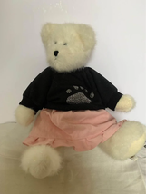 Boyds white bear with black paw shirt and pink skirt 15” - £13.92 GBP