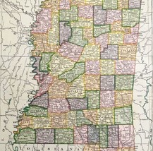 Mississippi Map Lithograph 1909 Hammond Art Print United States LGADMap - $40.98