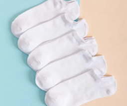 5pairs Unisex Solid Color Low-Cut Socks (Size 6-9) &quot;WHITE&quot; ~ NEW!!! - £6.75 GBP