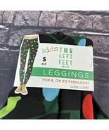 Two Left Feet Small 4-6 Holiday Fun leggings Kids Black with Light bulbs - $3.12 CAD
