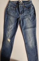 Sonoma Women&#39;s Distressed Curvy Skinny Jeans | Size 4S, Medium Blue Denim - £15.74 GBP