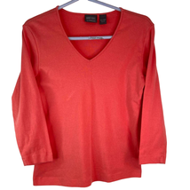 Additions by Chicos Shirt Women S V Neck 3/4 Sleeve 100% Cotton - $22.39