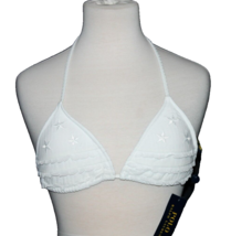 Ralph Lauren Polo Logo Embroidered Star Ruffle Bikini Top White Medium M... - $18.00
