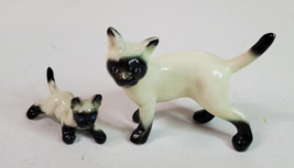 Siamese Cat Miniature Mother Kitten Bone China Vintage Japan Set of 2 Figurines - £12.57 GBP