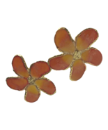 Large vintage orange enamel FLOWER colorful clip EARRINGS Boho mod state... - £11.62 GBP