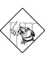 Warning! Dog Biting Hand Over the Fence Aluminum Dog Sign - 6&quot; x 6&quot; - $181.06 MXN