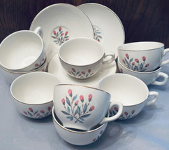 Wedgwood Pink Hope Cups &amp; Saucers (15) Tulip Flowers  1960&#39;s  Made in En... - £30.66 GBP