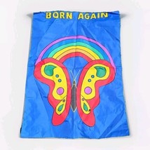 Outdoor Garden House Flag Butterfly Rainbow Born Again 28 X 39 Colorful - $13.86